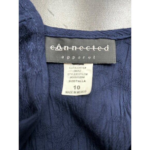 Connected Apparel Navy Crinkle Timeless Textured Minimalism Maxi‎ Dress Sz 10 - Picture 5 of 8